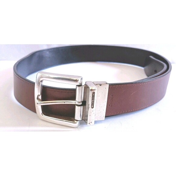 Fossil Reversible Belt Men's Black Brown Size 35 Center Hole Dress Work Belt - Picture 1 of 9